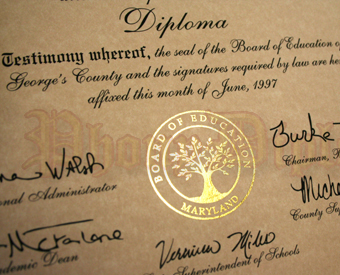 Fake Diploma High School Flat Foil Fused Seal